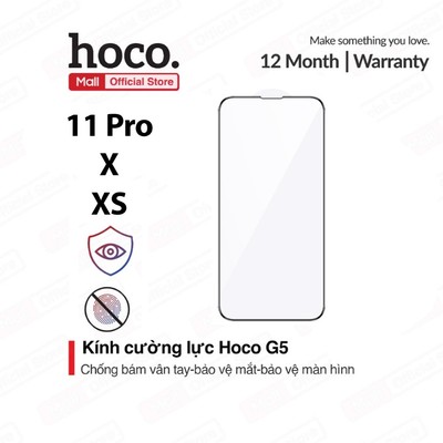 Kính cường lực Hoco ip 11 Pro/ X / XS G5/G12/G14, chống bám vân tay, bảo vệ mắt, độ cứng 2.5D