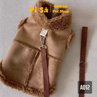  Áo cho chó vải da lộn ấm áp | AD12 | Quần áo cho mèo mùa đông  không kèm dây dắt  