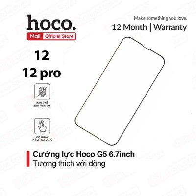Kính cường lực Hoco G5/G12/G14 6.1inch sử dụng cho dòng ip 12 / 12 Pro, chống bám vân tay, độ cảm ứng cao