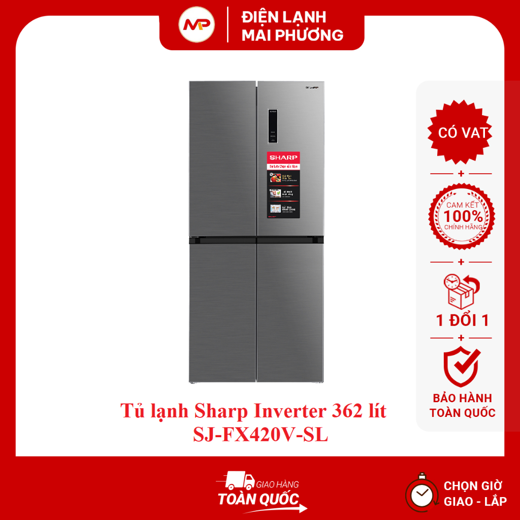 Tủ lạnh Sharp Inverter 362 lít SJ-FX420V-SL - (Bảo hành 24 tháng)