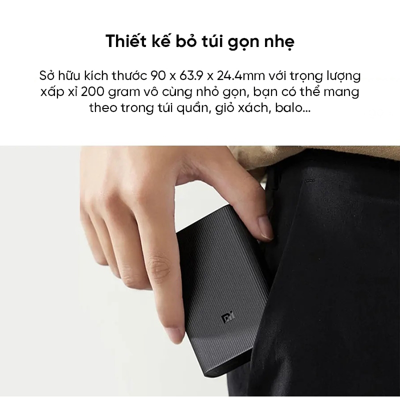 Pin sạc dự phòng Xiaomi Mi Power 3 Ultra Compact 10000mAh BHR4412GL