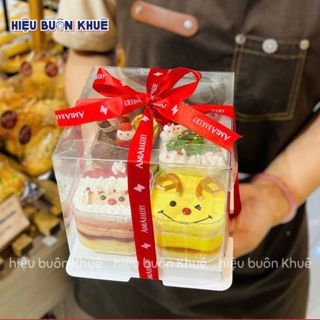 10 Hộp Mica Đựng Bánh Kem, Bánh Sinh Nhật, Set Bánh Lạnh, Bánh Ngọt - Hộp 3 Chi Tiết [Size 15 x 15 x cao 15 cm]