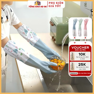 Găng tay cao su rửa chén bát giặt đồ ôm sát lót nỉ ấm áp đàn hồi tốt chống rách không hại da tay