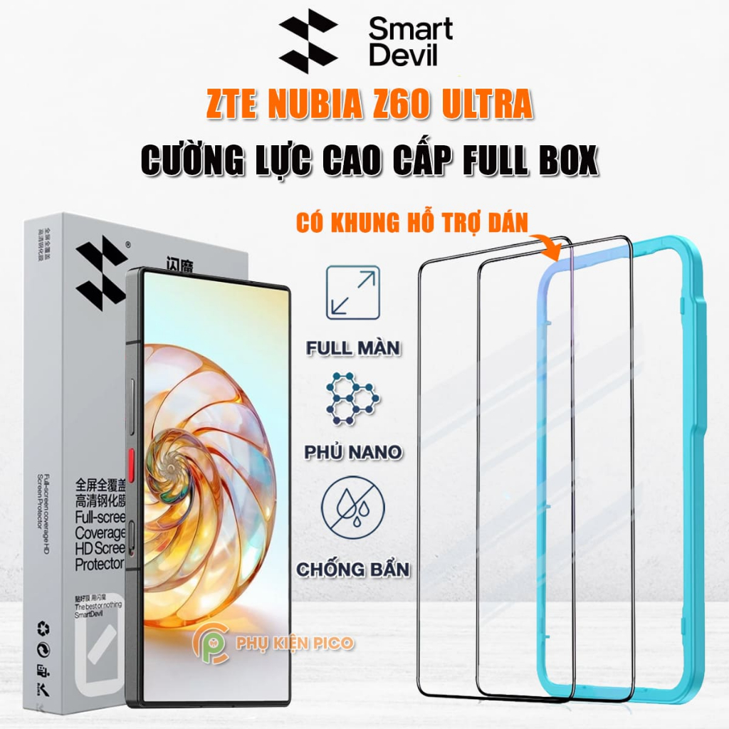 Kính cường lực Nubia Z60 Ultra full màn hình viền đen siêu mỏng hãng Smart Devil - Dán màn hình ZTE 