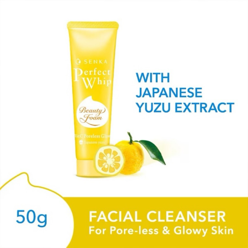 Sữa Rửa Mặt Senka Perfect Whip Vitamin C Poreless Glow 50g Màu Vàng