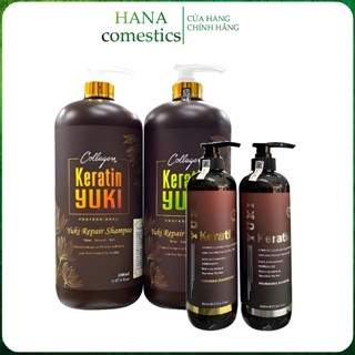   Chính Hãng  Cặp Dầu Gội Xả Collagen Keratin YUKI 2000ML | Giảm Rụng Tóc Phục Hồi Tóc Hư Tổn. 