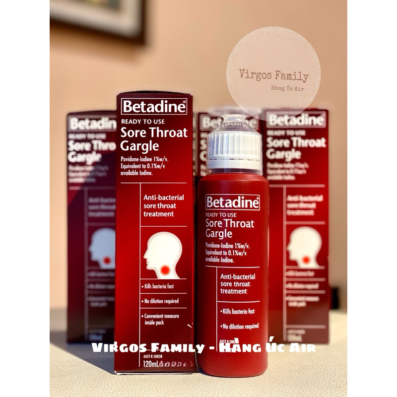 Nước súc miệng Betadine Sore Throat Gargle 120ml Úc