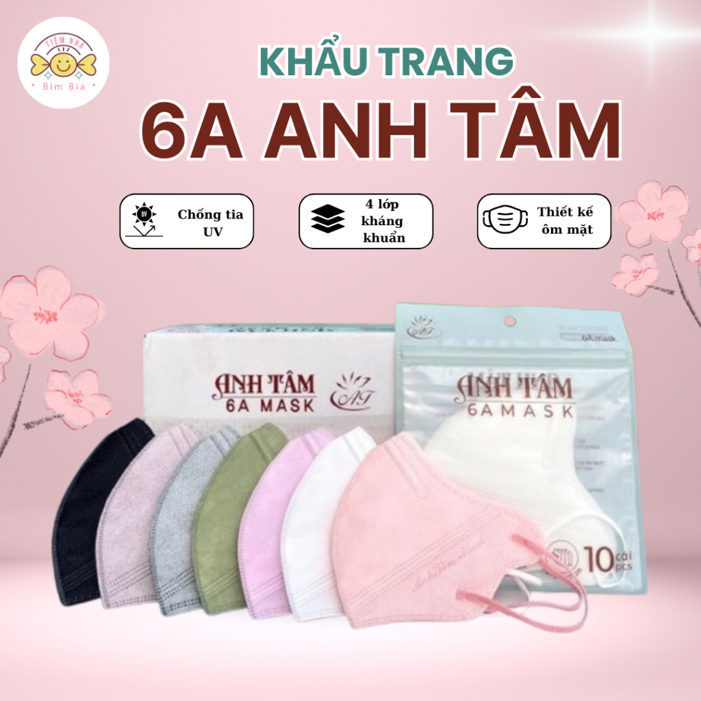 Thùng 100 chiếc Khẩu trang 6A Anh Tâm - Khẩu trang đi nắng Mẫu Thời Trang HotTrend