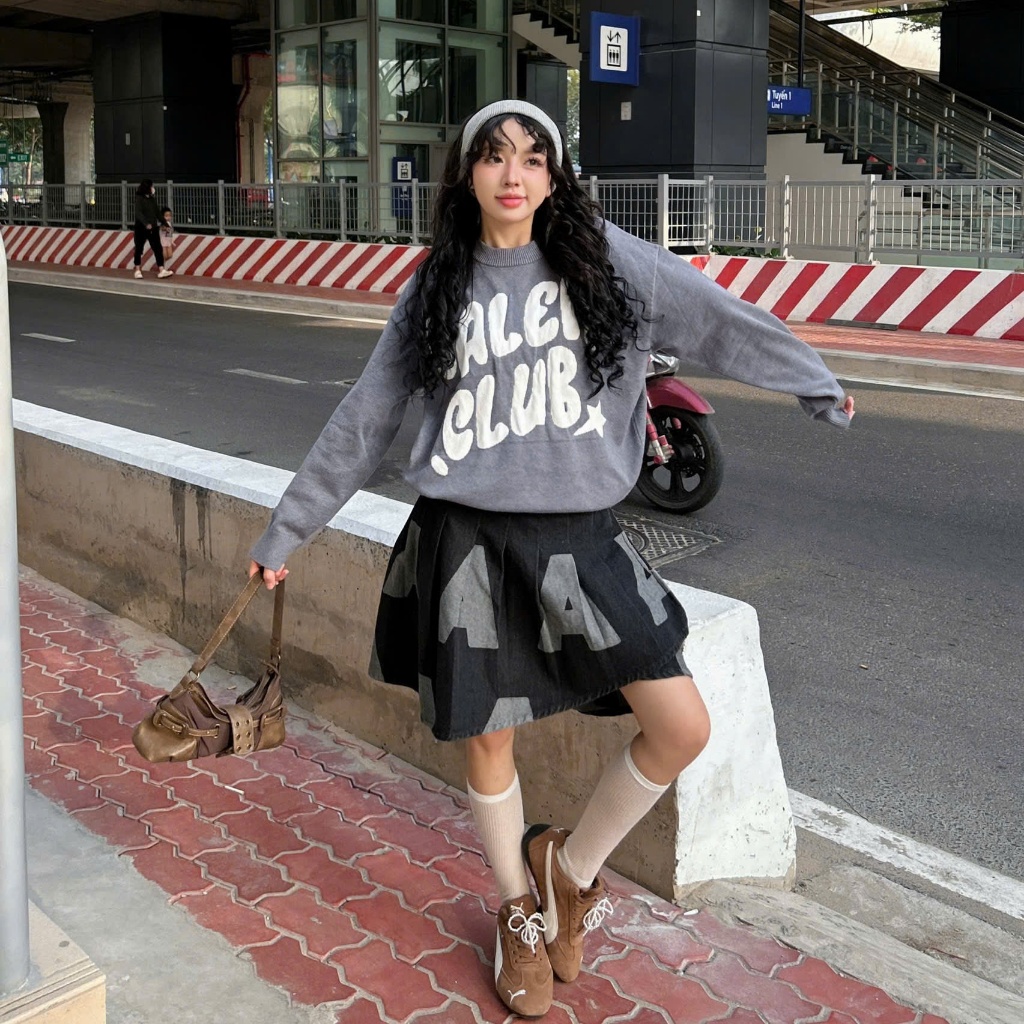 Áo len tay dài CALEM CLUB JUMPER chất len dệt kim Premium cổ tròn form rộng unisex nam nữ thu đông | BigBuy360 - bigbuy360.vn