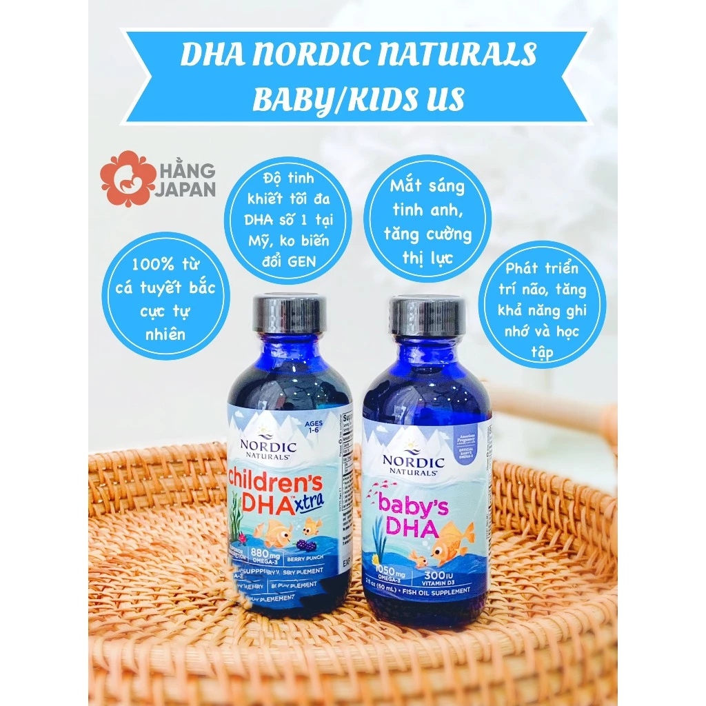 DHA Nordic Naturals Baby's/ Children's Extra cho bé từ 0-6 tuổi chai 60ml/120ml - Hàng Mỹ by