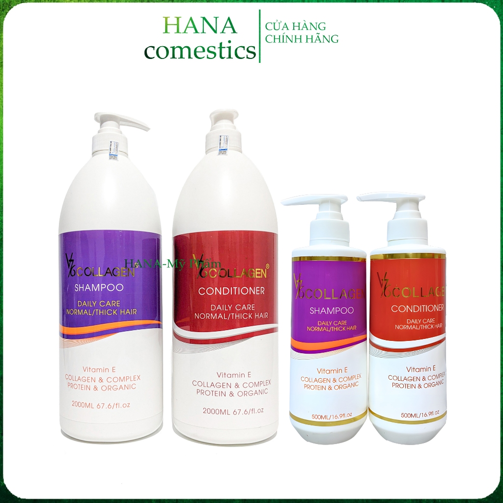   CHÍNH HÃNG  Dầu gội xả phụ hồi tóc hư tổn V76 Collagen Italy 2000ML 