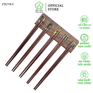  Đũa Gỗ Cẩm Lai Tự Nhiên Cẩn Thạch Vàng Vân Đẹp HAHANCO  CTL718  Bộ 05 Đôi 