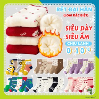 Tất cho bé len xù siêu dày dặn DINOKING Set 5 đôi Tất lót lông bé trai bé gái mùa đông đại hàn siêu ấm trẻ em 1- 9T PK16