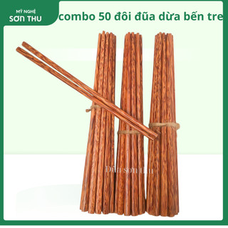  combo 50 đôi đũa gỗ dừa các loại đũa ăn cơm đũa chống mốc an toàn vệ sinh giá xưởng 