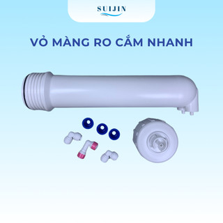 Vỏ Màng RO - Cốc Lọc Màng RO Số 4 Loại Cắm Nhanh Kèm Cút Và Van Một Chiều
