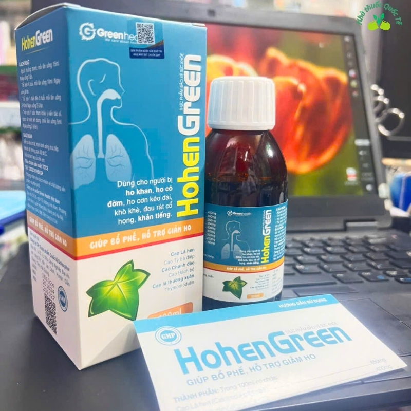 Siro Hohen Green- Hỗ trợ Giảm tình trạng ho hen, khò khè, khó thở, làm long đờm, giảm ho