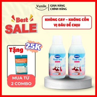 COMBO 2 CHAI Nước súc miệng HMU Fluor Kid 250ml, điều trị sâu răng cho trẻ em, vị dâu dễ chịu, ĐH Y Hà Nội