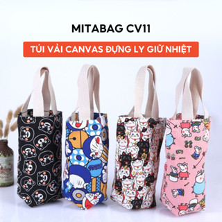 Túi canvas đựng ly giữ nhiệt, túi vải đựng bình ly cốc giữ nhiệt tiện lợi đi học đi làm | MITA CV11