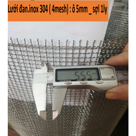 Lưới đan inox 304 : ô 5mm sợi 1mm
