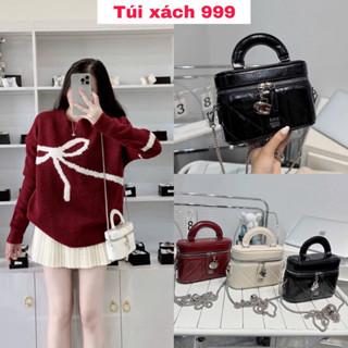 Túi xách nữ cầm tay Chio'2nd size 20cm vừa điện thoại, túi đeo chéo dáng cốp vuông dây xích kèm chuông điều chỉnh