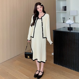 Váy len bầu dáng dài chất len dày dặn phối ren