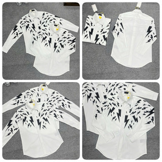  Áo Sơ Mi Nam In Tia Sét Cổ Cao Cấp - Áo Sơ Mi Nam Tia Set Cao cấp 