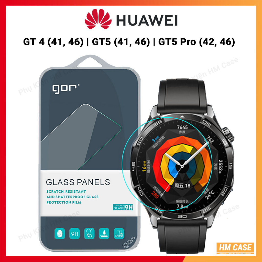Cường Lực Gor Huawei Watch GT4 / GT 5 / GT5 Pro / GT6 / GT 6 Pro ( 46mm 42mm 41mm ) Hộp 3 Miếng GOR