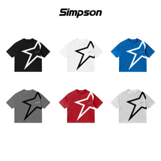 Áo Phông Boxy Ngôi Sao SIMPSON Chất Cotton, Áo Thun Ngôi Sao Unisex Nam Nữ Phong Thái Giới Trẻ Hàn Quốc