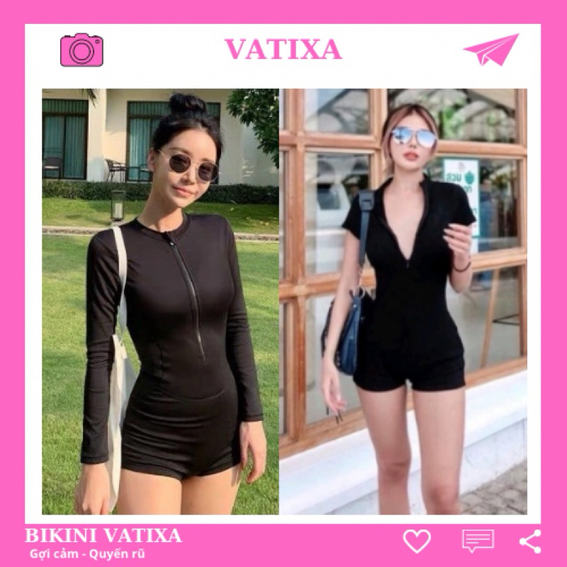 [Size M,L,XL] Bikini đồ bơi đi biển 1 mảnh khoá kéo form short kín đáo VATIXA BKN85