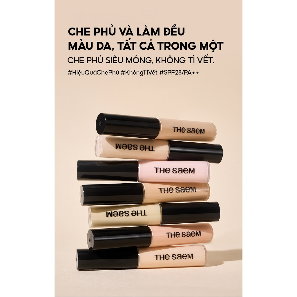 Kem che khuyết điểm The Saem Cover Perfection Tip Concealer Spf28 PA++ (6.5g) Hàn Quốc