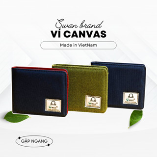 Ví vải nam nữ gập ngang SWAN 3 màu chất liệu vải Canvas bền đẹp
