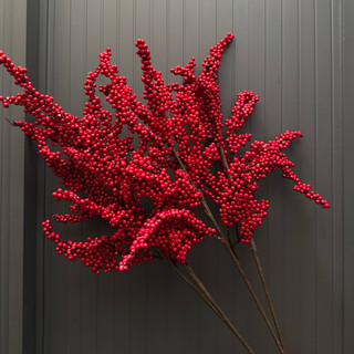   Mercury.floral  Hoa lụa - Hoa giả - CÀNH ĐÀO ĐÔNG RỪNG - Đào đông siêu trái - Cành trái đỏ - Đào đỏ tết - Hàng thiết kế 