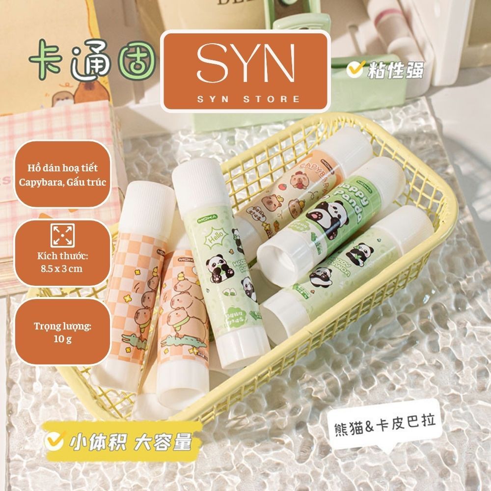 Hồ dán combo 10 cái Capy, hồ dán Panda Hồ Khô Dán Giấy, Keo Khô Dán Giấy Học Sinh, Hồ Dán Thủ Công