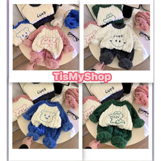  Bộ Lông Cổ Tròn Ấm Áp Dày Dặn Cho Bé Mùa Đông. Đồ Ngủ Pizama Dành Cho Bé Trai - Bé Gái Size 7-35kg. 