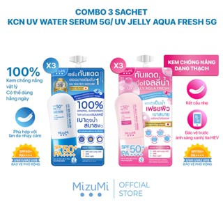  MizuMi Combo 3 Sachet Kem chống nắng UV Water Serum SPF50+ PA++++ 5g  Kem chống nắng dạng thạch UV Jelly Aqua Fresh 5g 