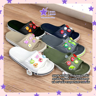  Dép Quai Ngang Nam Nữ Cross Slide Cực Tiện Dụng Tặng Kèm 12 Charm Gắn Dép - SASA SHOP 