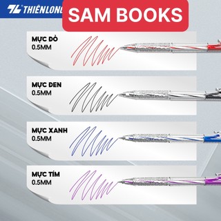 Bút bi Thiên Long TL027 0.5mm xanh đen đỏ tím hàng chính hãng