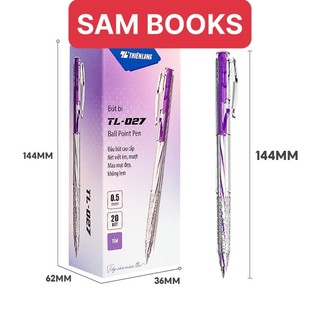 Bút bi Thiên Long TL027 0.5mm xanh đen đỏ tím hàng chính hãng