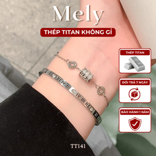 [KHÔNG ĐEN GỈ] Vòng tay Thép Titan không gỉ hình trụ đính đá phong cách hàn quốc trẻ trung tinh tế - Mely 1549