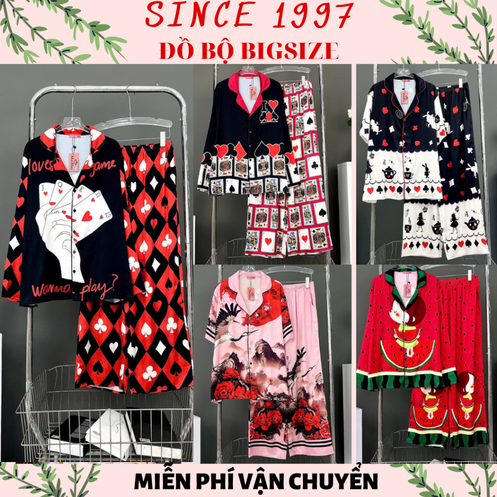 [SALEE] Đồ bộ bigsize CỘC DÀI LỤA MANGO, XƯỚC 5D 65-85kg Pijama đồ ngủ Bigsize, Pijama Mango cao cấp