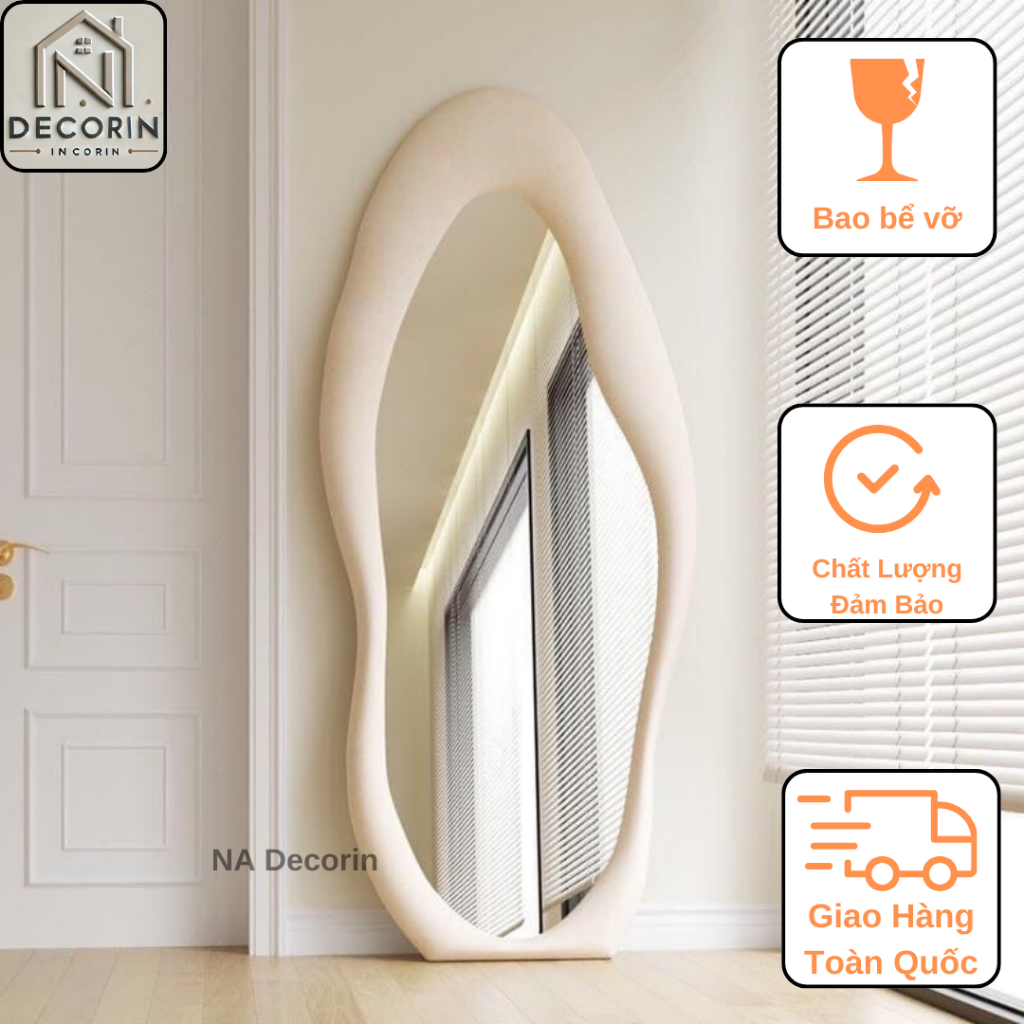 Gương Hạt Đậu Bọc Nỉ  Soi Toàn Thân, Gương Bọc Nỉ Lông nhung Cao Cấp