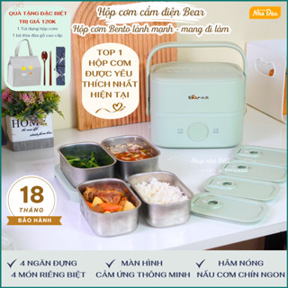 Hộp cơm cắm điện 4 ngăn ĐƯỢC YÊU THÍCH - hộp cơm mang đi làm thiết kế phong cách Bear đựng 4 món bento - Ảnh&Video thật
