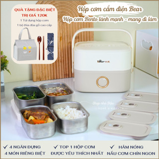 Hộp cơm cắm điện 4 ngăn HOT TREND đứng TOP đầu được yêu thích – hộp đựng cơm Bento văn phòng 4 món Cao cấp BEAR