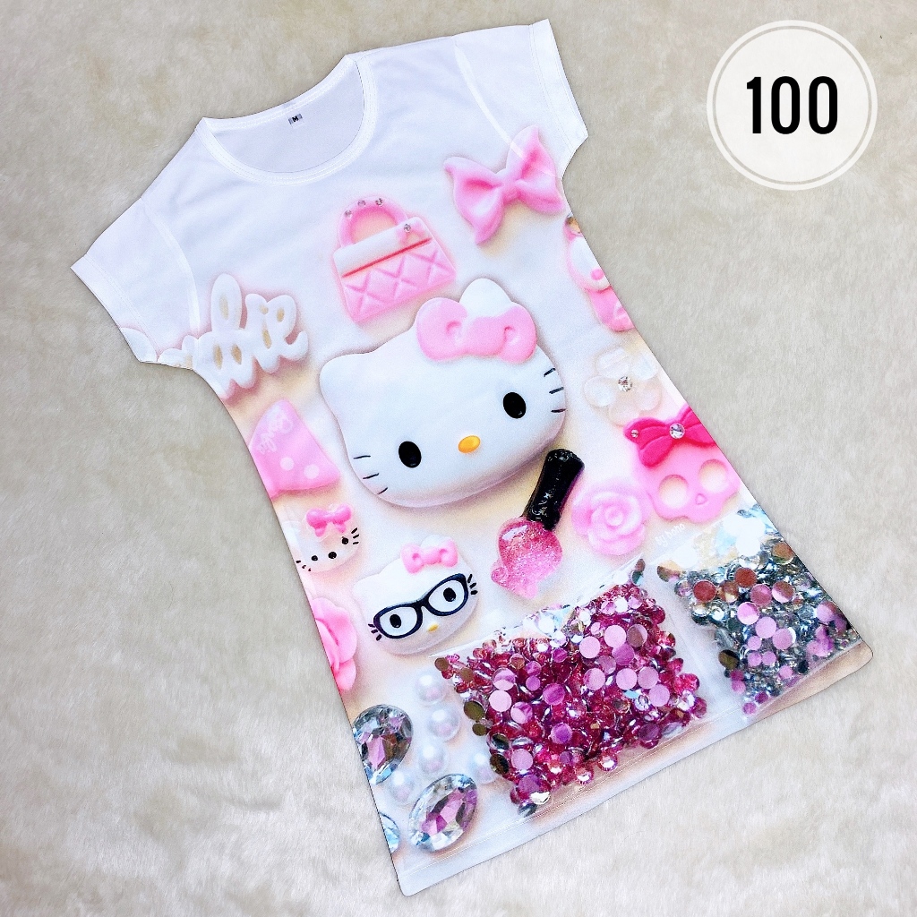 đầm hello kitty hồng 3d có tay