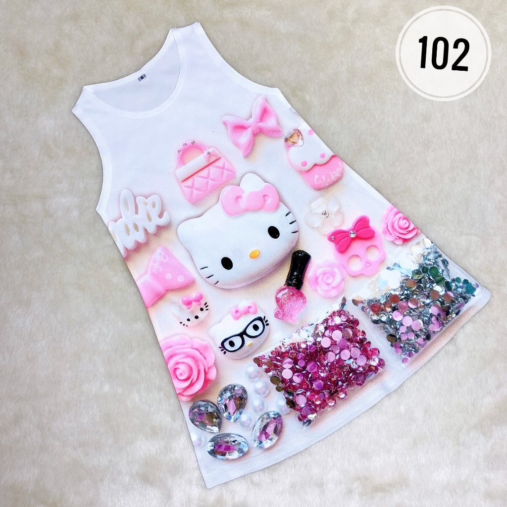 đầm 3d hello kitty hồng sát tay