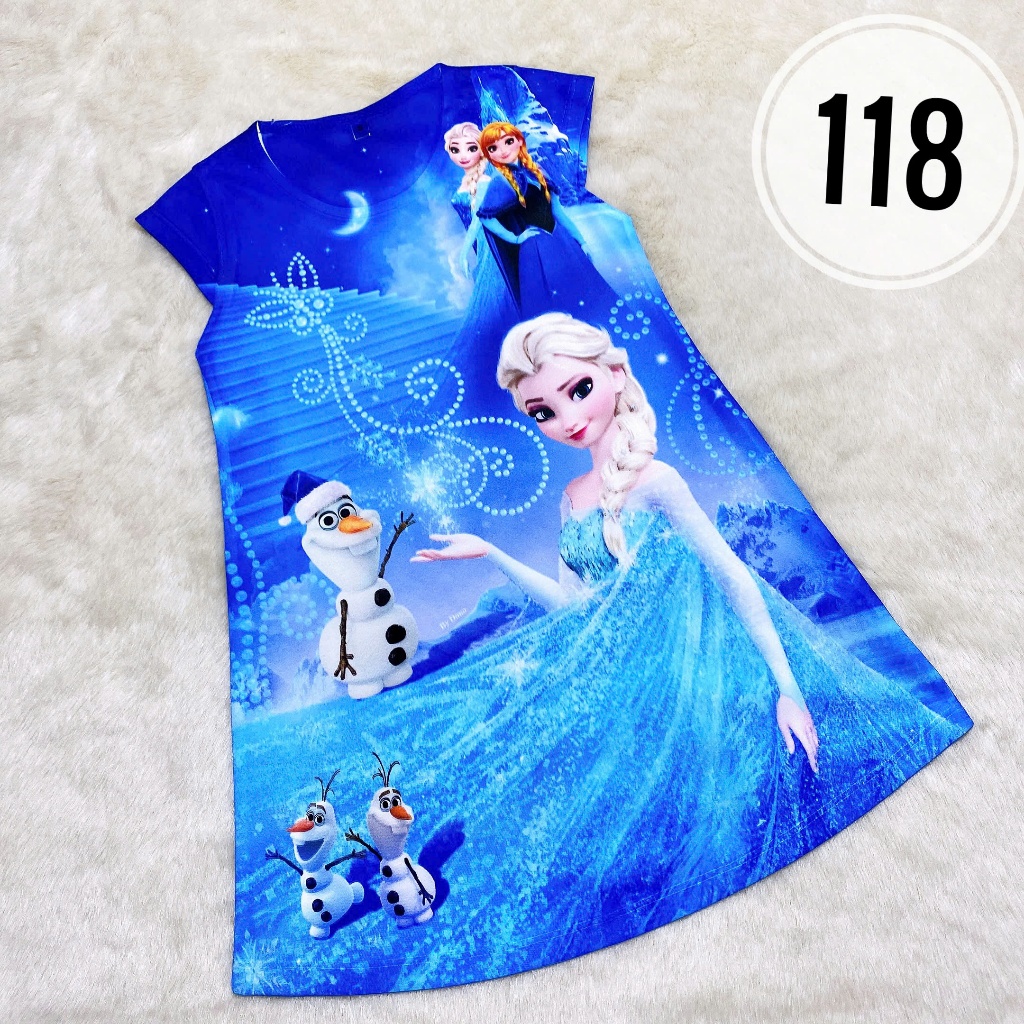 váy đầm elsa olaf xanh