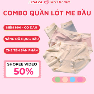 Combo Quần lót mẹ bầu mama kháng khuẩn Lysava quần chip mẹ bầu cạp chéo co dãn tốt không lộ viền QL6