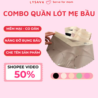 Combo Quần lót mẹ bầu su đúc cạp chéo Lysava, quần chip nữ không viền co giãn tốt không viền QL1