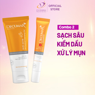 Combo gel chấm mụn nghệ vàng mờ thâm sẹo và sữa rửa mặt từ nghệ Decumar Advanced  - DCB08
