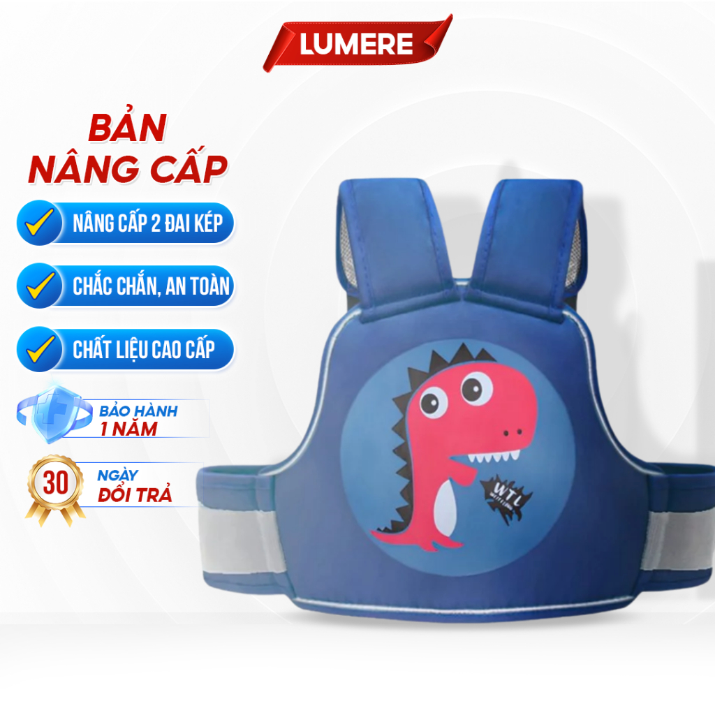 Đai đi xe máy Lumere vải lưới 3 lớp thoáng khí, cải tiến mới nhất 2 đai lưng, an toàn cho bé